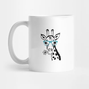 Giraffe Spirit Animal Trendy Funny Face With Glasses In Zoo Mug